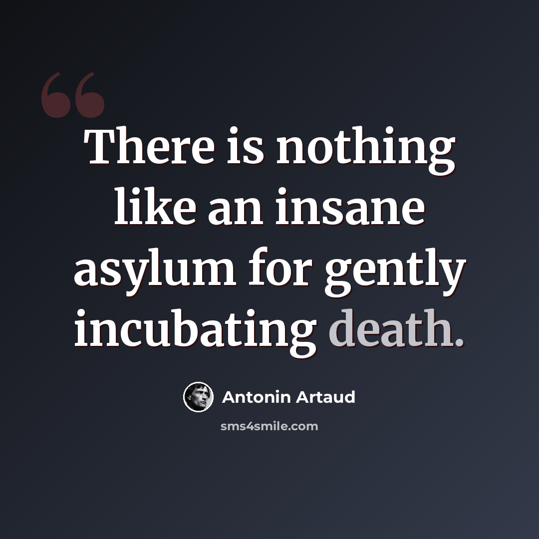 “There is nothing like an insane asylum for gently incubating death.” quote by Antonin Artaud