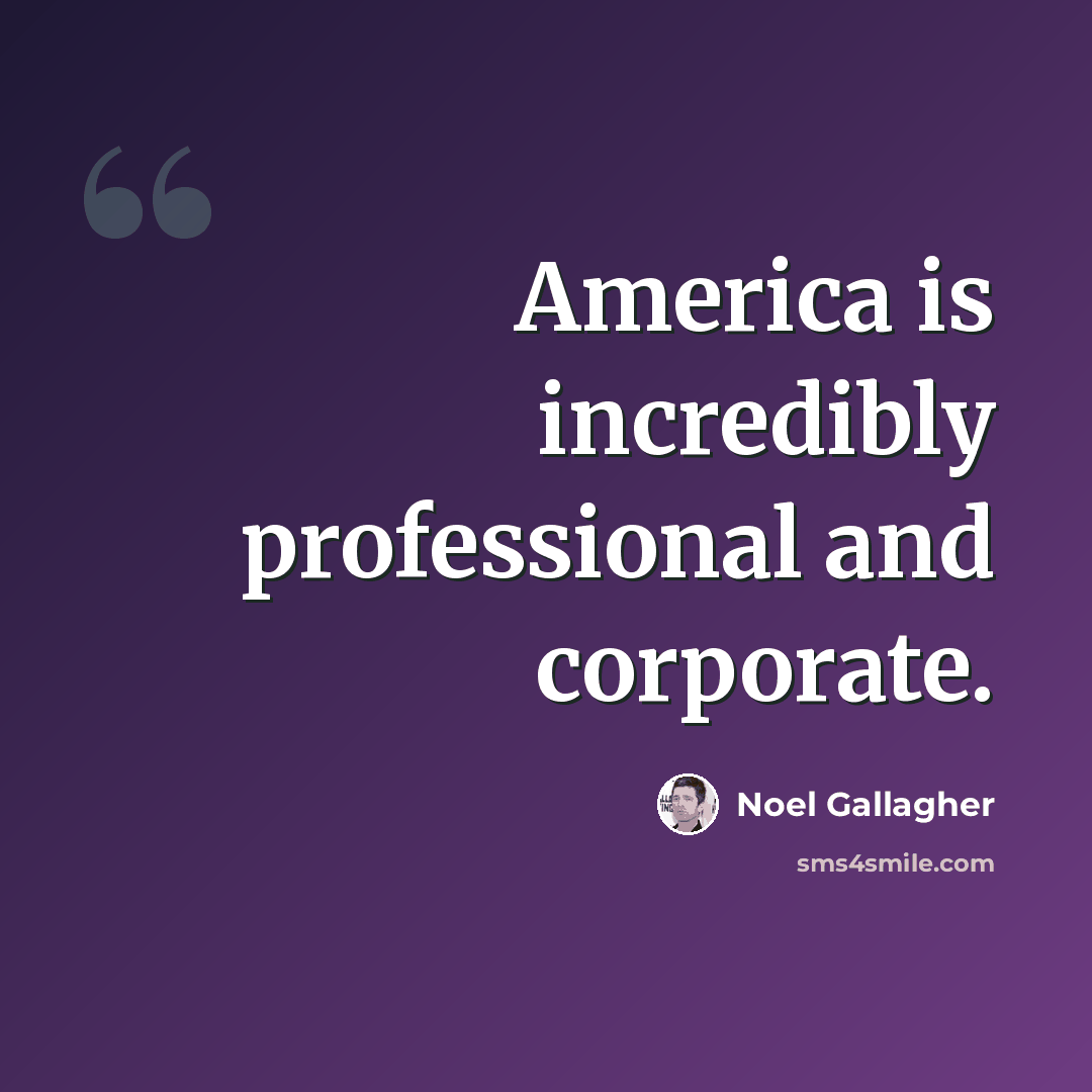 “America is incredibly professional and corporate.” quote by Noel Gallagher