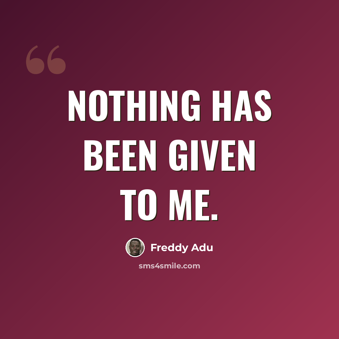 “Nothing has been given to me.” quote by Freddy Adu