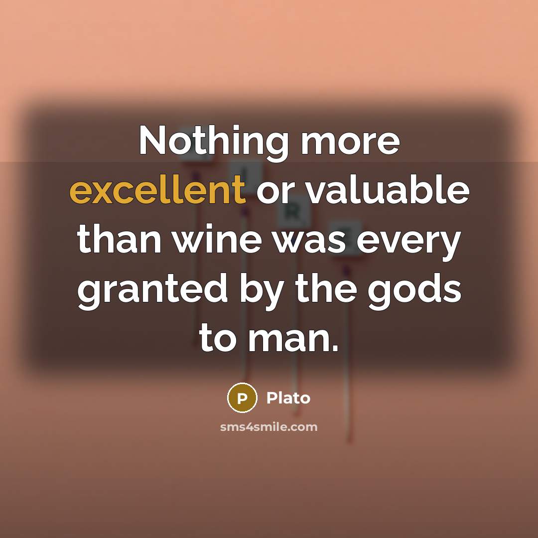 “Nothing more excellent or valuable than wine was every granted by the gods to man.” quote by Plato