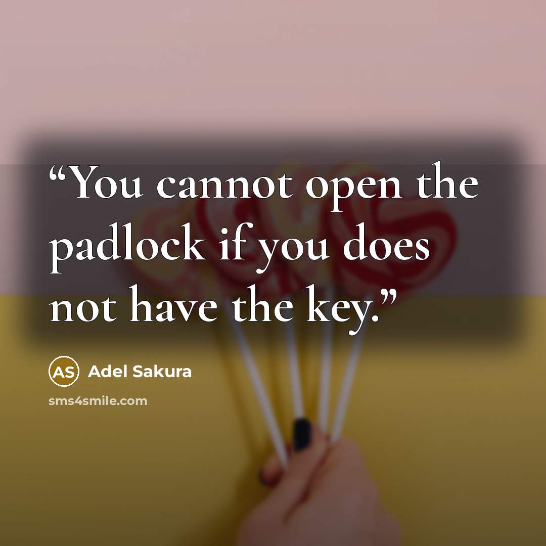 “You cannot open the padlock if you does not have the key.” quote by Adel Sakura
