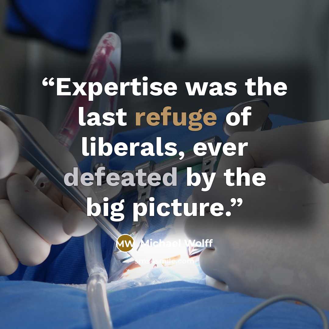 “Expertise was the last refuge of liberals, ever defeated by the big picture.” quote by Michael Wolff