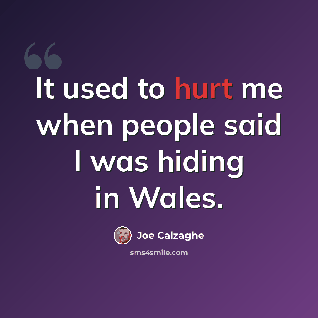 “It used to hurt me when people said I was hiding in Wales.” quote by Joe Calzaghe