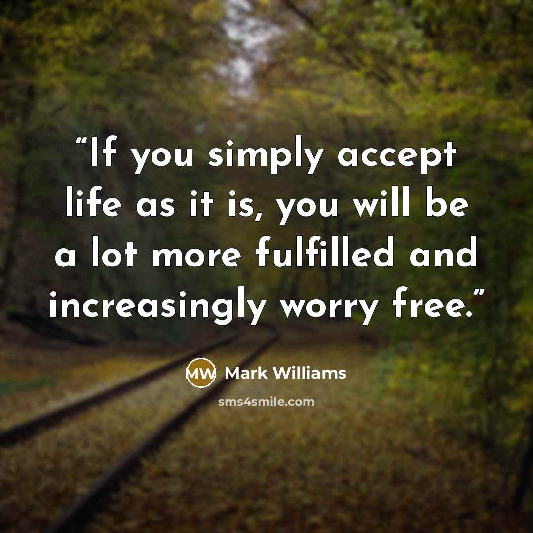 “If you simply accept life as it is, you will be a lot more fulfilled and increasingly worry free.” quote by Mark Williams