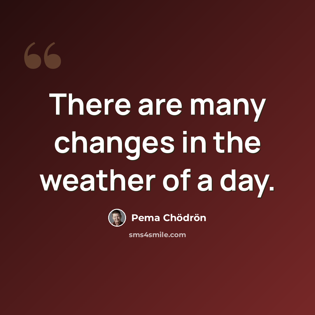 “There are many changes in the weather of a day.” quote by Pema Chodron