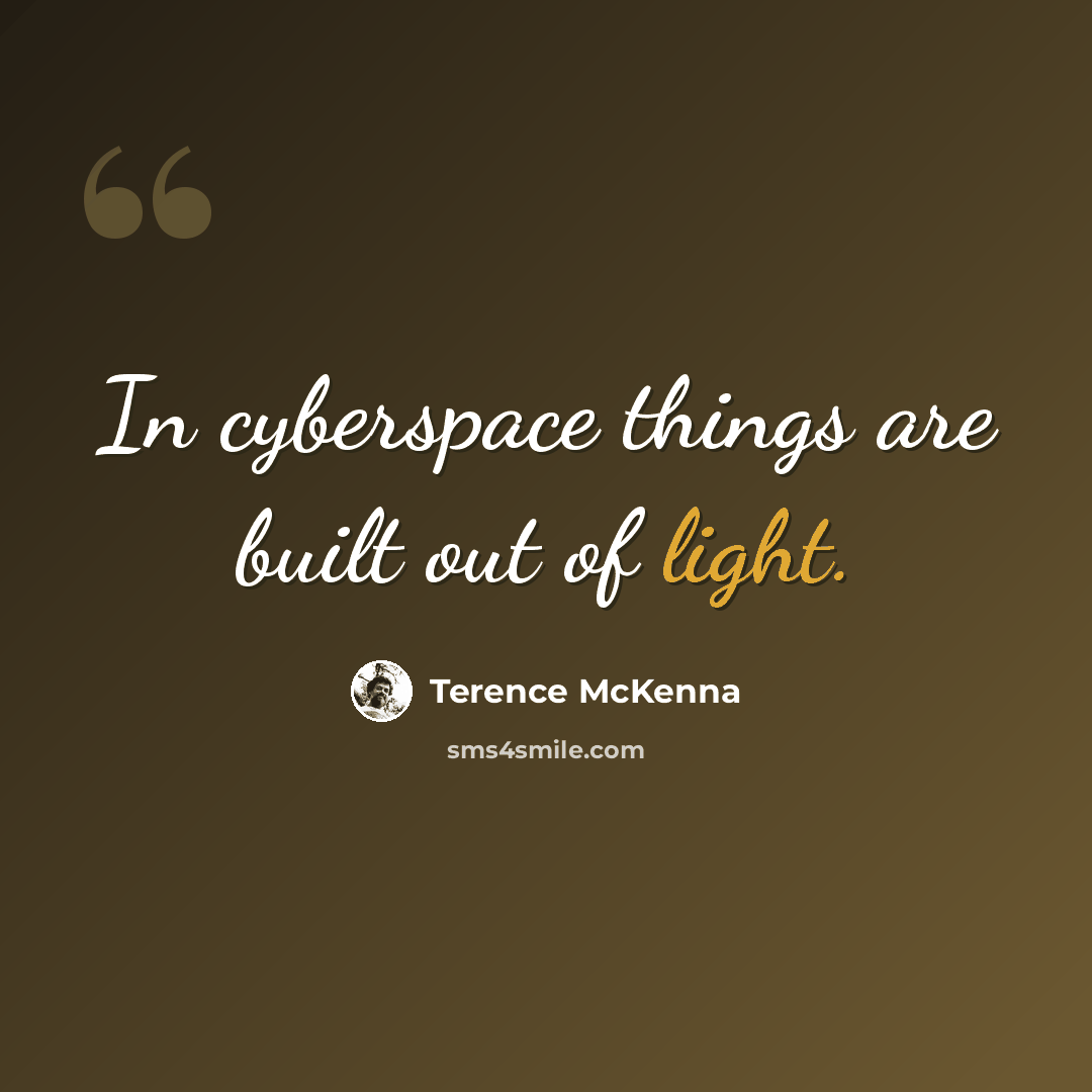 “In cyberspace things are built out of light.” quote by Terence McKenna