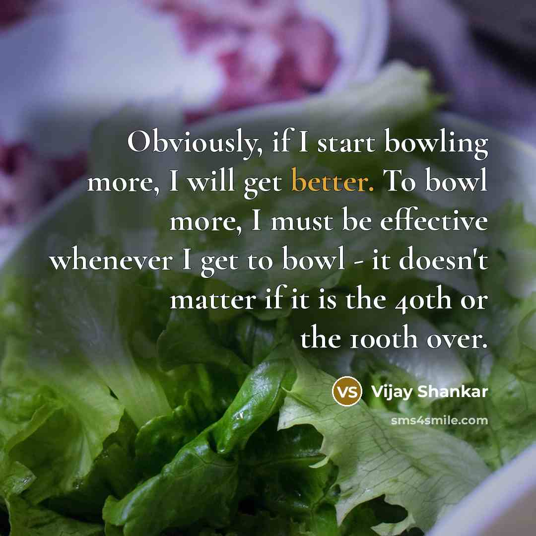 “Obviously, if I start bowling more, I will get better. To bowl more, I must be effective whenever I get to bowl - it doesn't matter if it is the 40th or the 100th over.” quote by Vijay Shankar