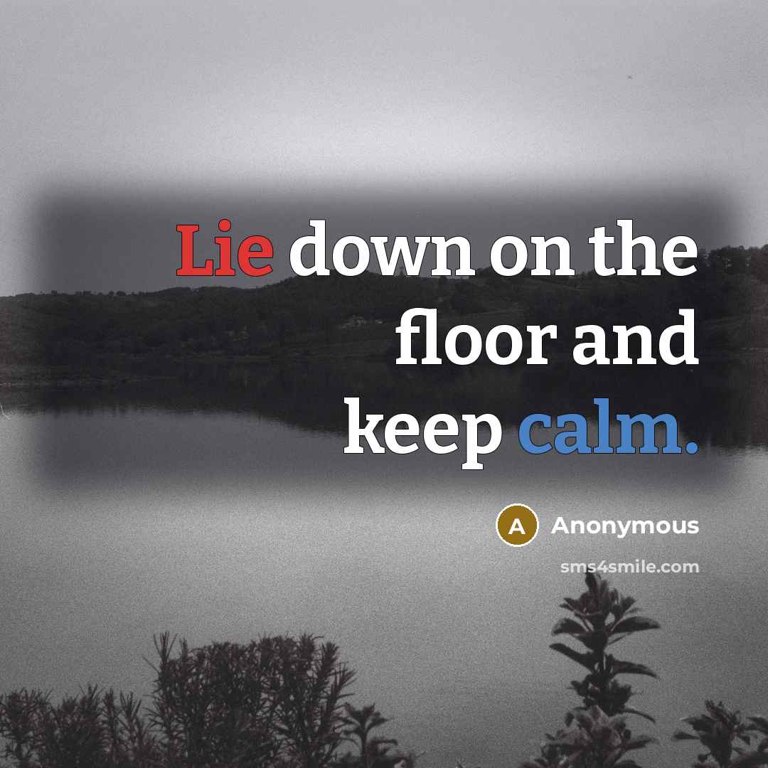 “Lie down on the floor and keep calm.” quote by Anonymous