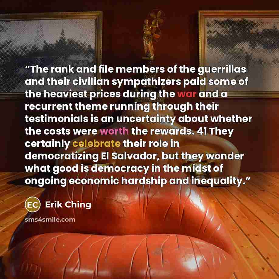 “The rank and file members of the guerrillas and their civilian sympathizers paid some of the heaviest prices during the war and a recurrent theme running through their testimonials is an uncertainty about whether the costs were worth the rewards. 41 They certainly celebrate their role in…” quote by Erik Ching