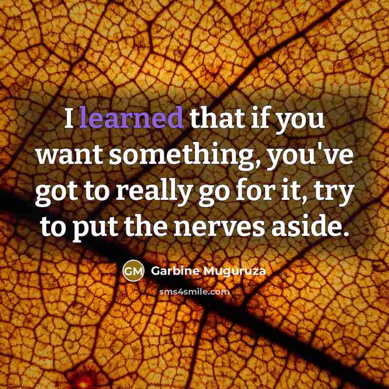 “I learned that if you want something, you've got to really go for it, try to put the nerves aside.” quote by Garbine Muguruza