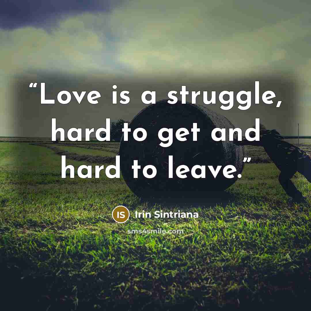 “Love is a struggle, hard to get and hard to leave.” quote by Irin Sintriana