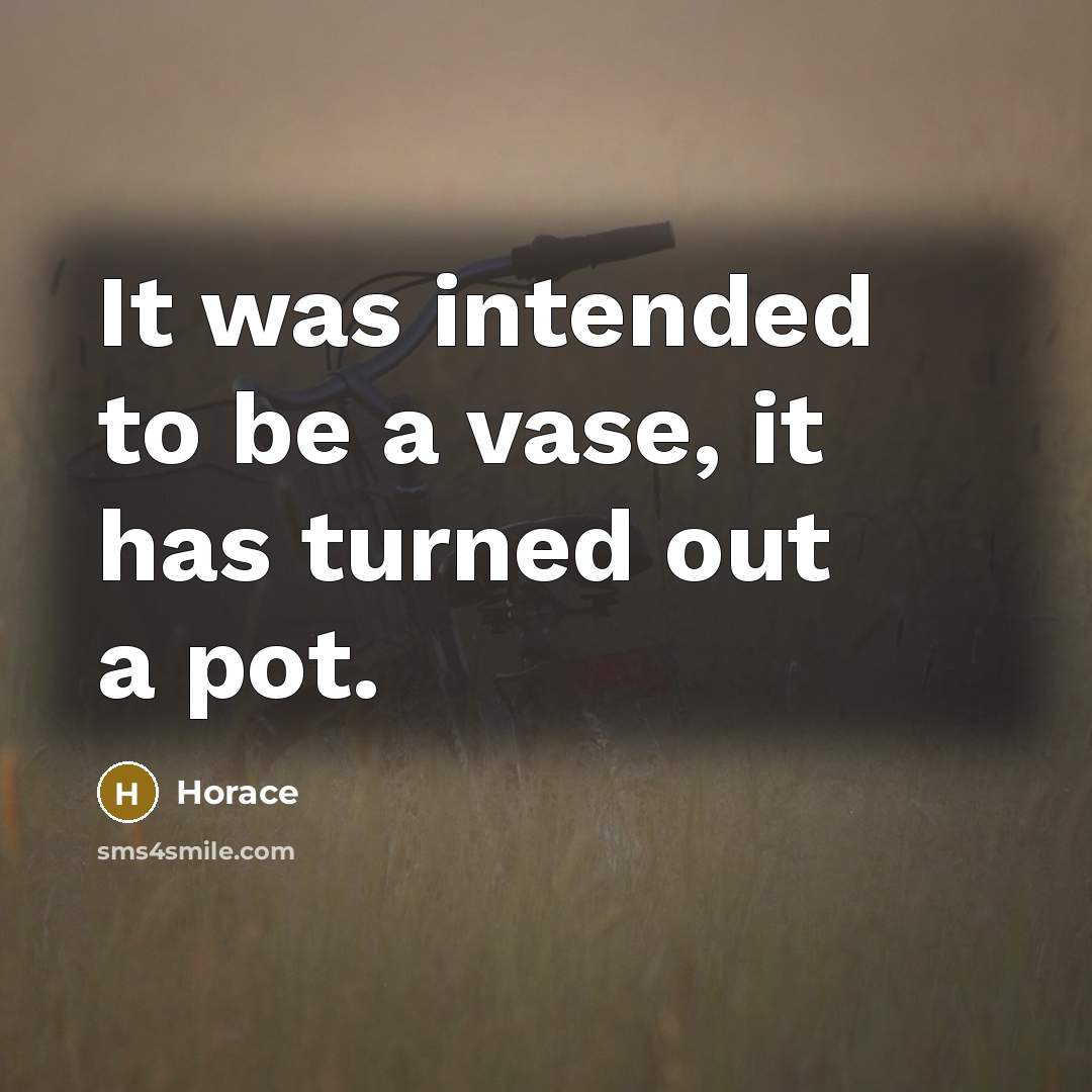 “It was intended to be a vase, it has turned out a pot.” quote by Horace