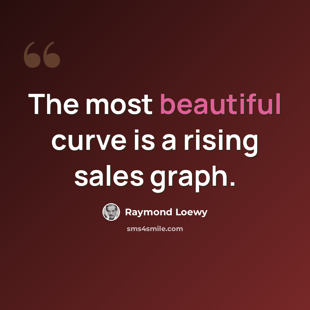 “The most beautiful curve is a rising sales graph.” quote by Raymond Loewy