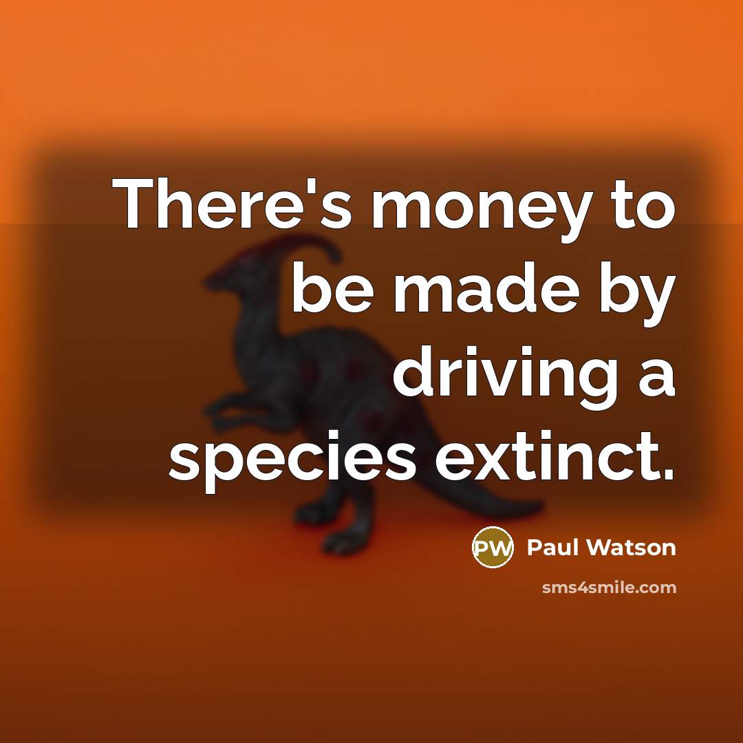 “There's money to be made by driving a species extinct.” quote by Paul Watson