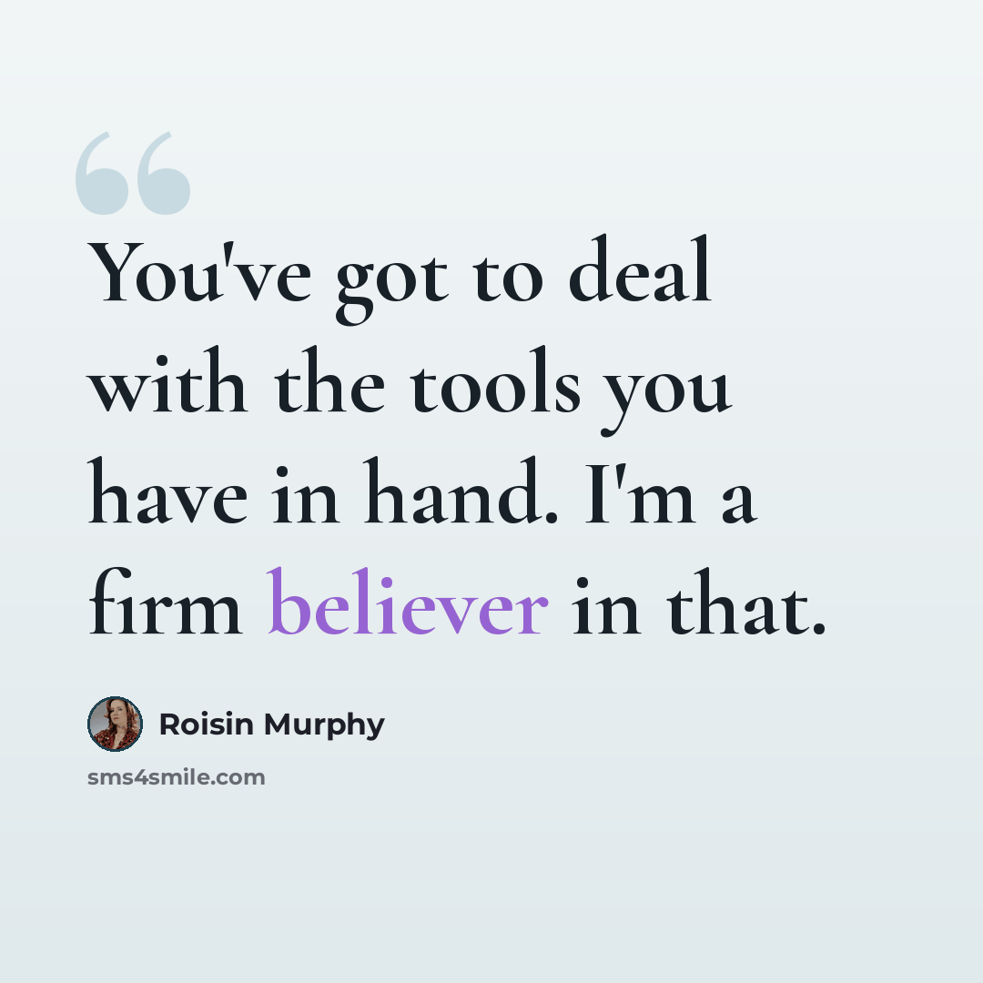 “You've got to deal with the tools you have in hand. I'm a firm believer in that.” quote by Roisin Murphy