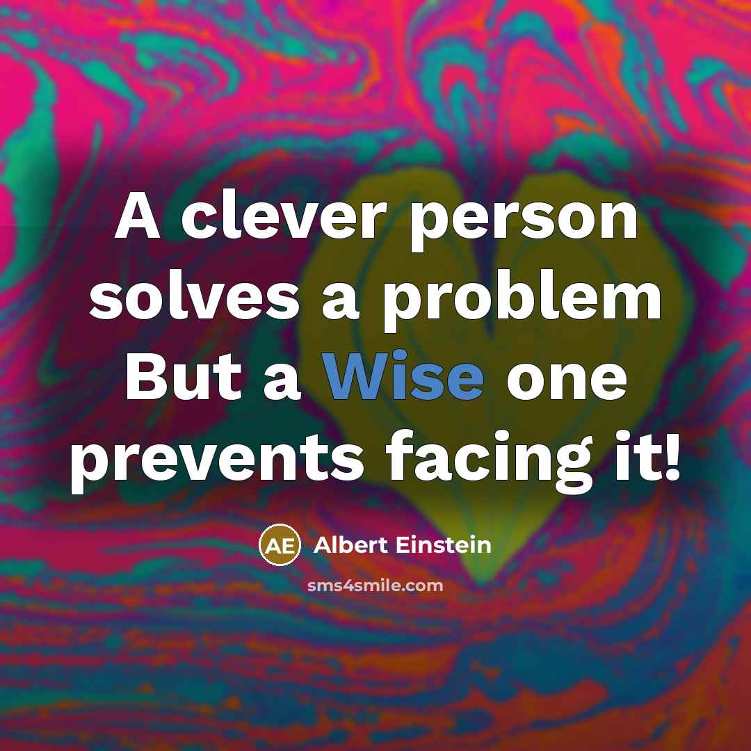“A clever person solves a problem But a Wise one prevents facing it!” quote by Albert Einstein