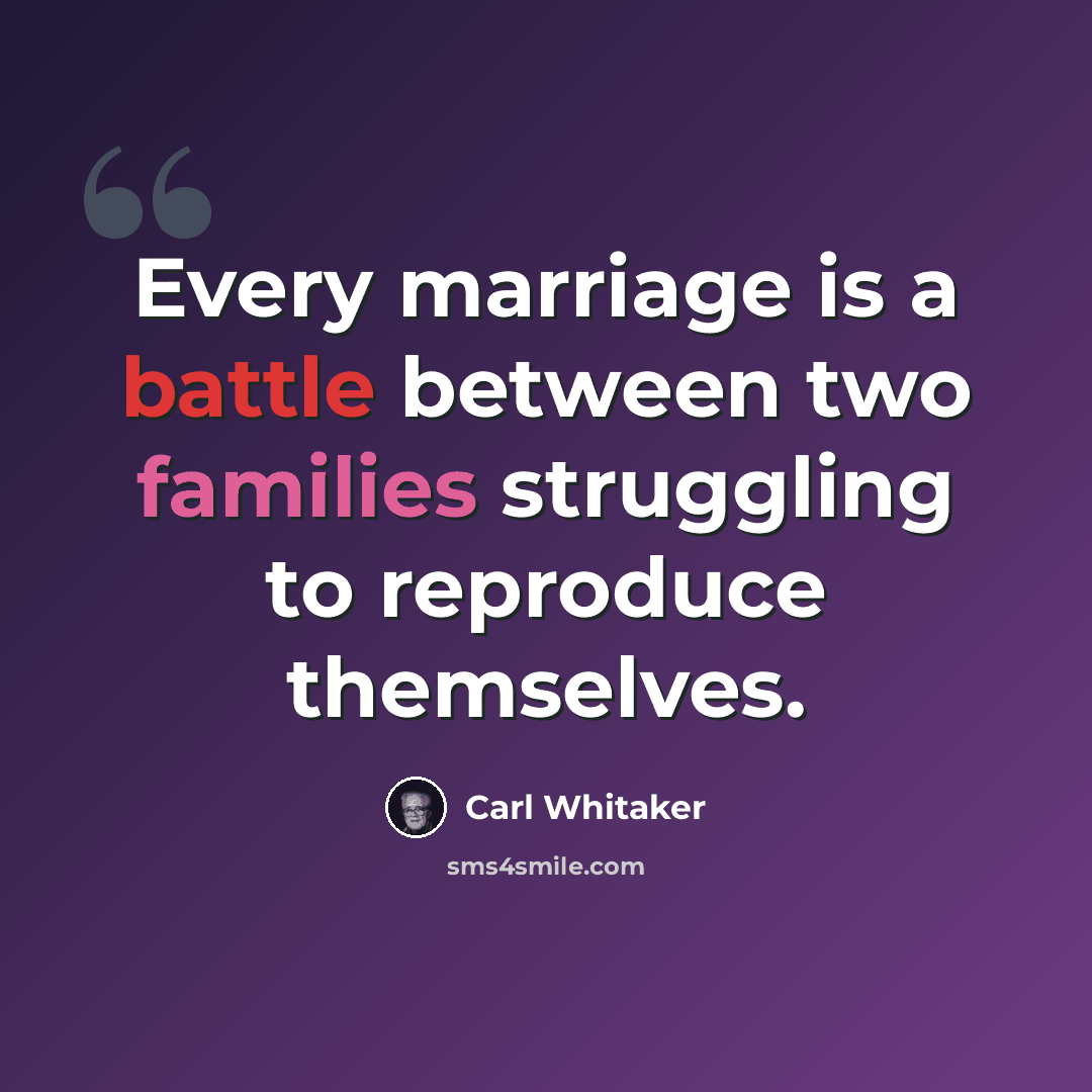 “Every marriage is a battle between two families struggling to reproduce themselves.” quote by Carl Whitaker