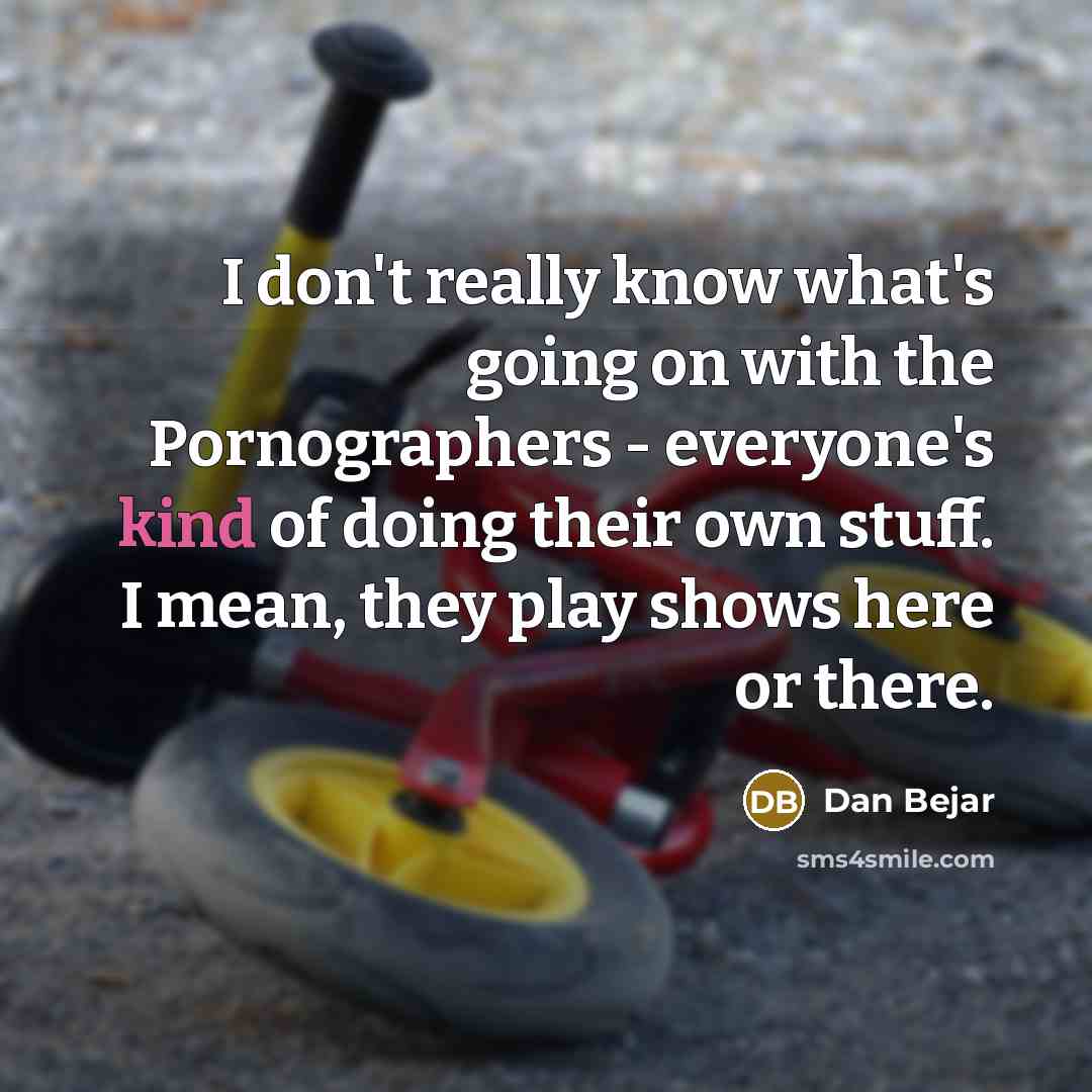 “I don't really know what's going on with the Pornographers - everyone's kind of doing their own stuff. I mean, they play shows here or there.” quote by Dan Bejar
