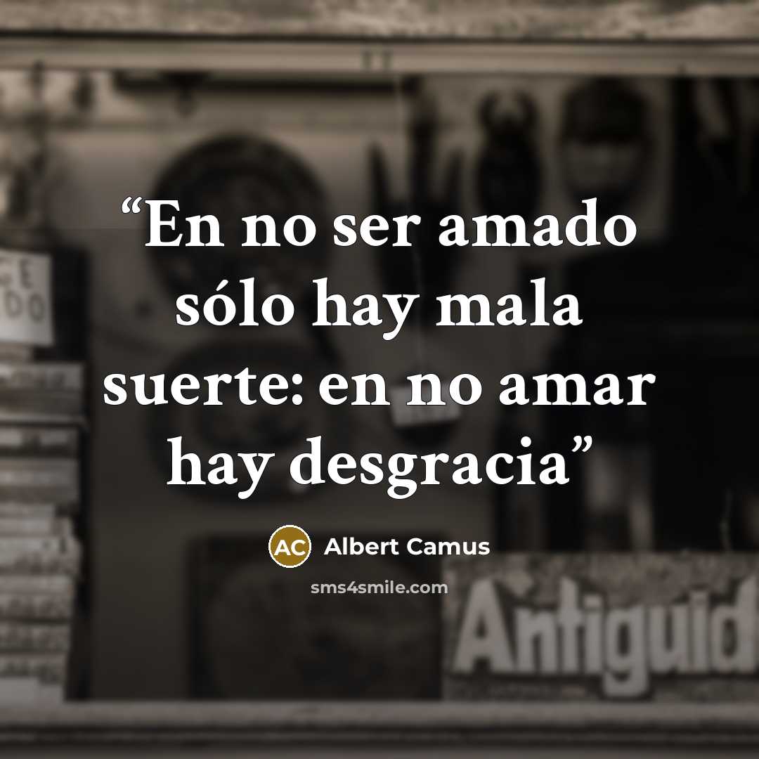 “En no ser amado sólo hay mala suerte: en no amar hay desgracia” quote by Albert Camus