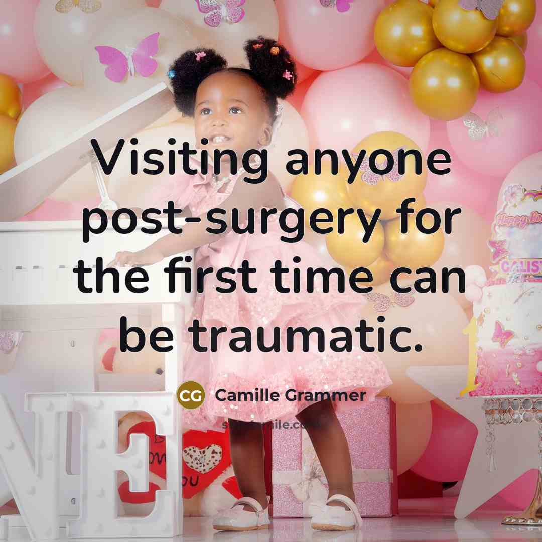 “Visiting anyone post-surgery for the first time can be traumatic.” quote by Camille Grammer