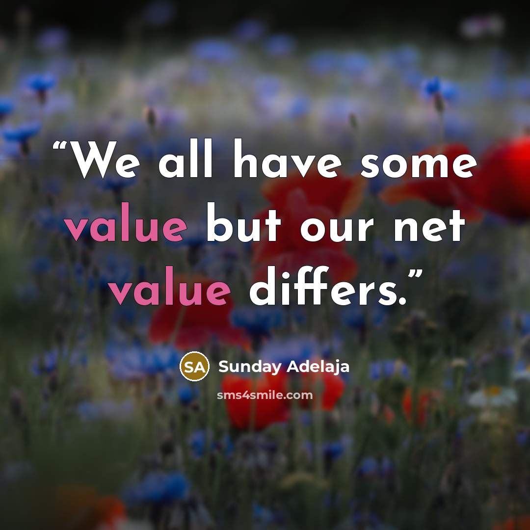 “We all have some value but our net value differs.” quote by Sunday Adelaja