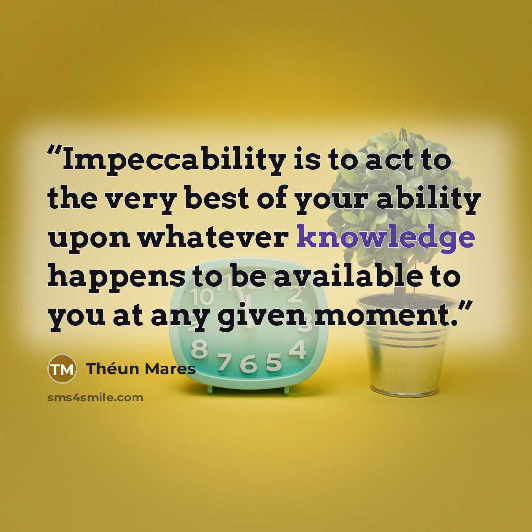 “Impeccability is to act to the very best of your ability upon whatever knowledge happens to be available to you at any given moment.” quote by Théun Mares