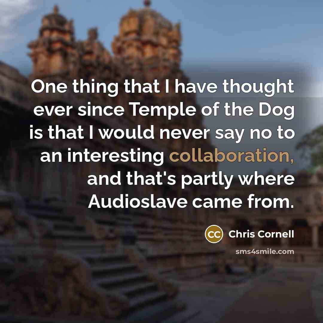 “One thing that I have thought ever since Temple of the Dog is that I would never say no to an interesting collaboration, and that's partly where Audioslave came from.” quote by Chris Cornell