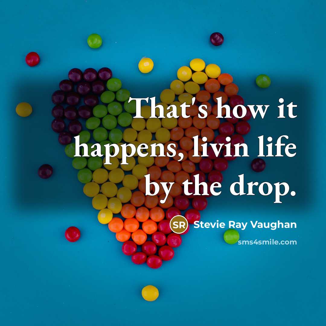 “That's how it happens, livin life by the drop.” quote by Stevie Ray Vaughan