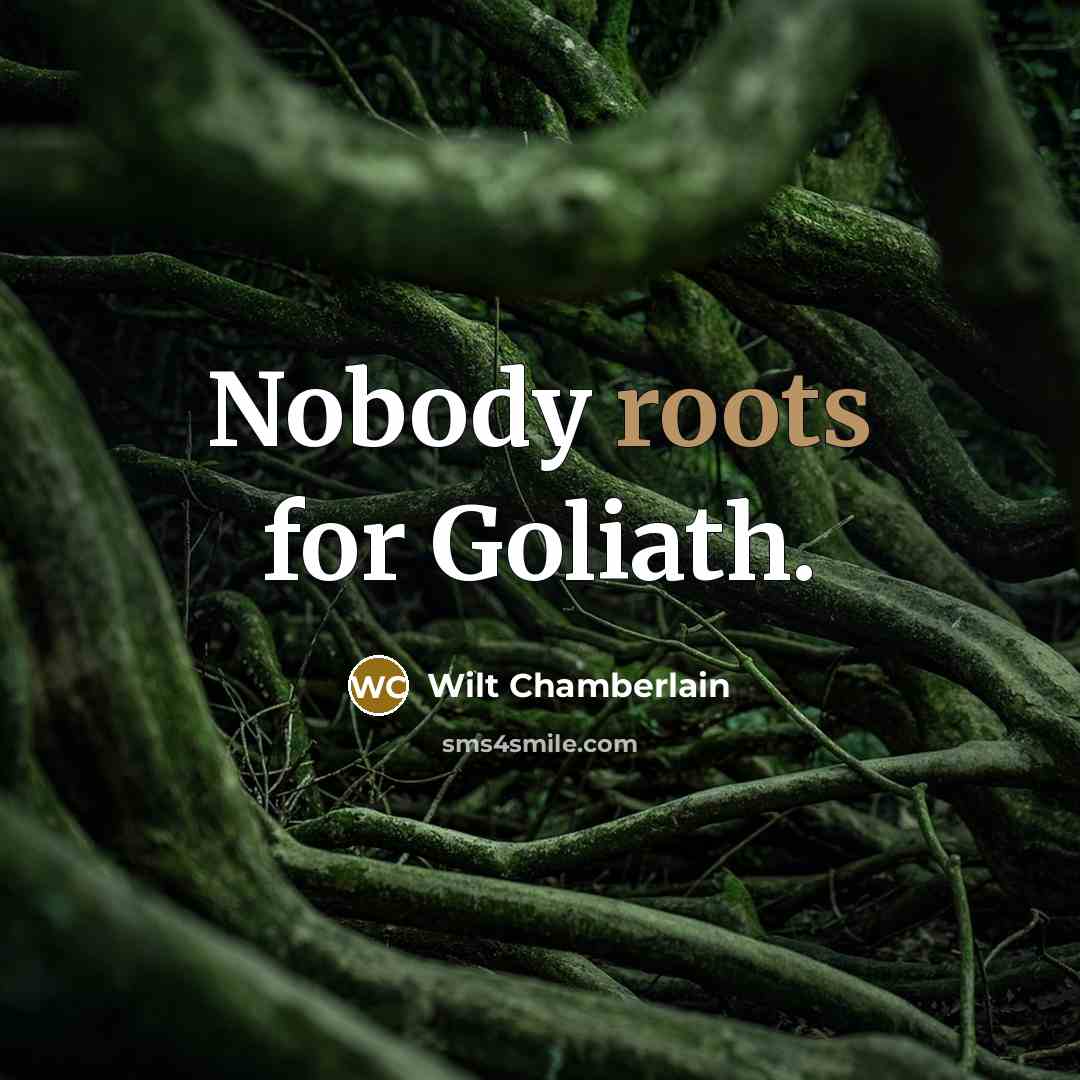 “Nobody roots for Goliath.” quote by Wilt Chamberlain