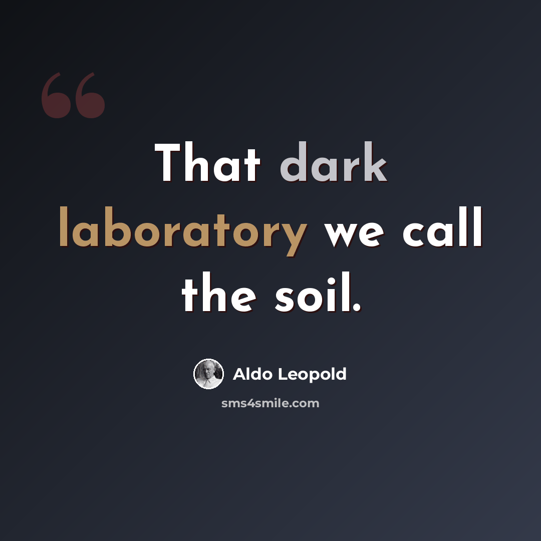 “That dark laboratory we call the soil.” quote by Aldo Leopold