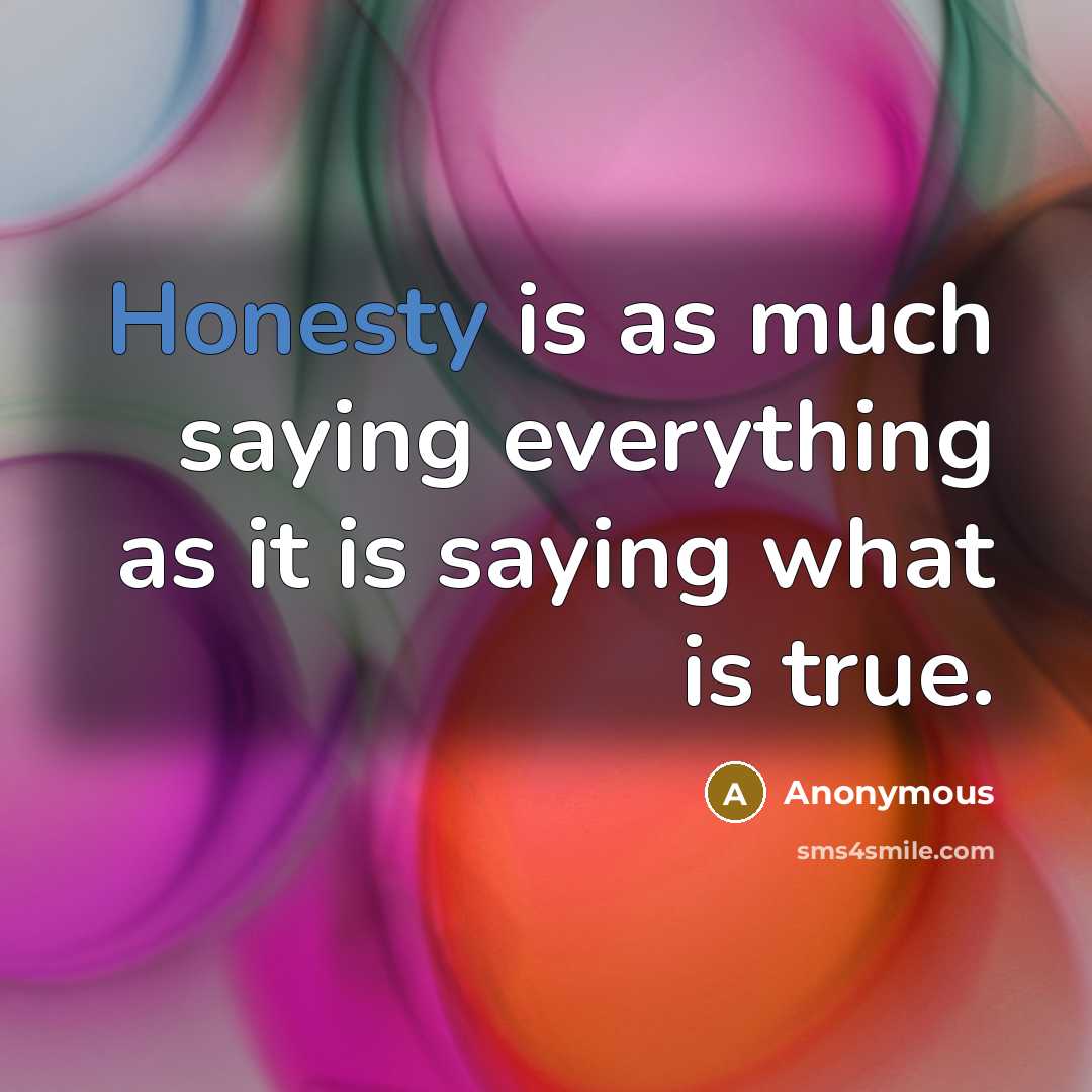 “Honesty is as much saying everything as it is saying what is true.” quote by Anonymous
