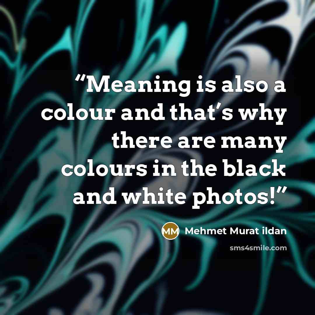 “Meaning is also a colour and that’s why there are many colours in the black and white photos!” quote by Mehmet Murat ildan
