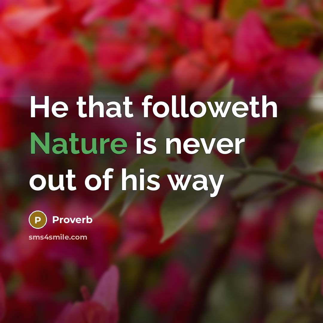 “He that followeth Nature is never out of his way” quote by Proverb
