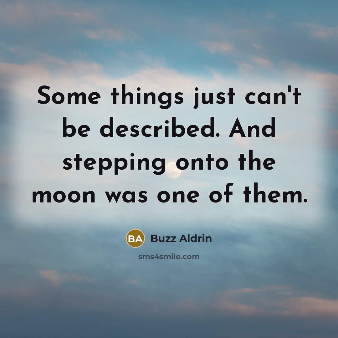 “Some things just can't be described. And stepping onto the moon was one of them.” quote by Buzz Aldrin