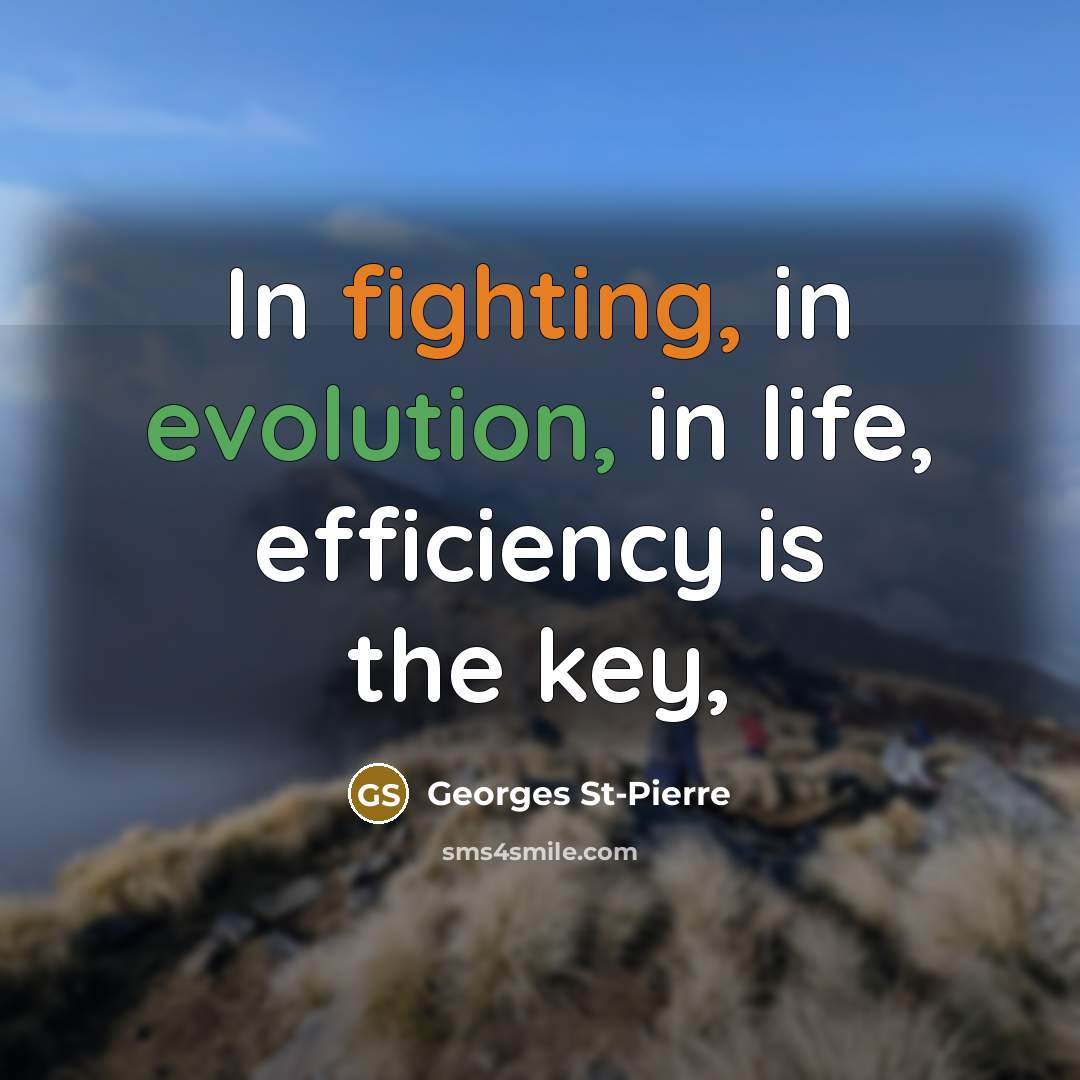 “In fighting, in evolution, in life, efficiency is the key,” quote by Georges St-Pierre