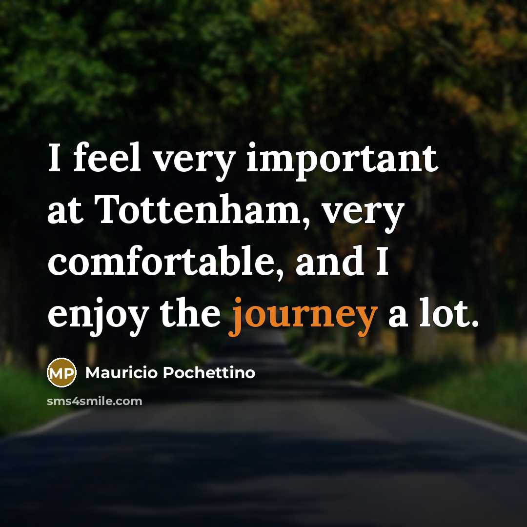 “I feel very important at Tottenham, very comfortable, and I enjoy the journey a lot.” quote by Mauricio Pochettino