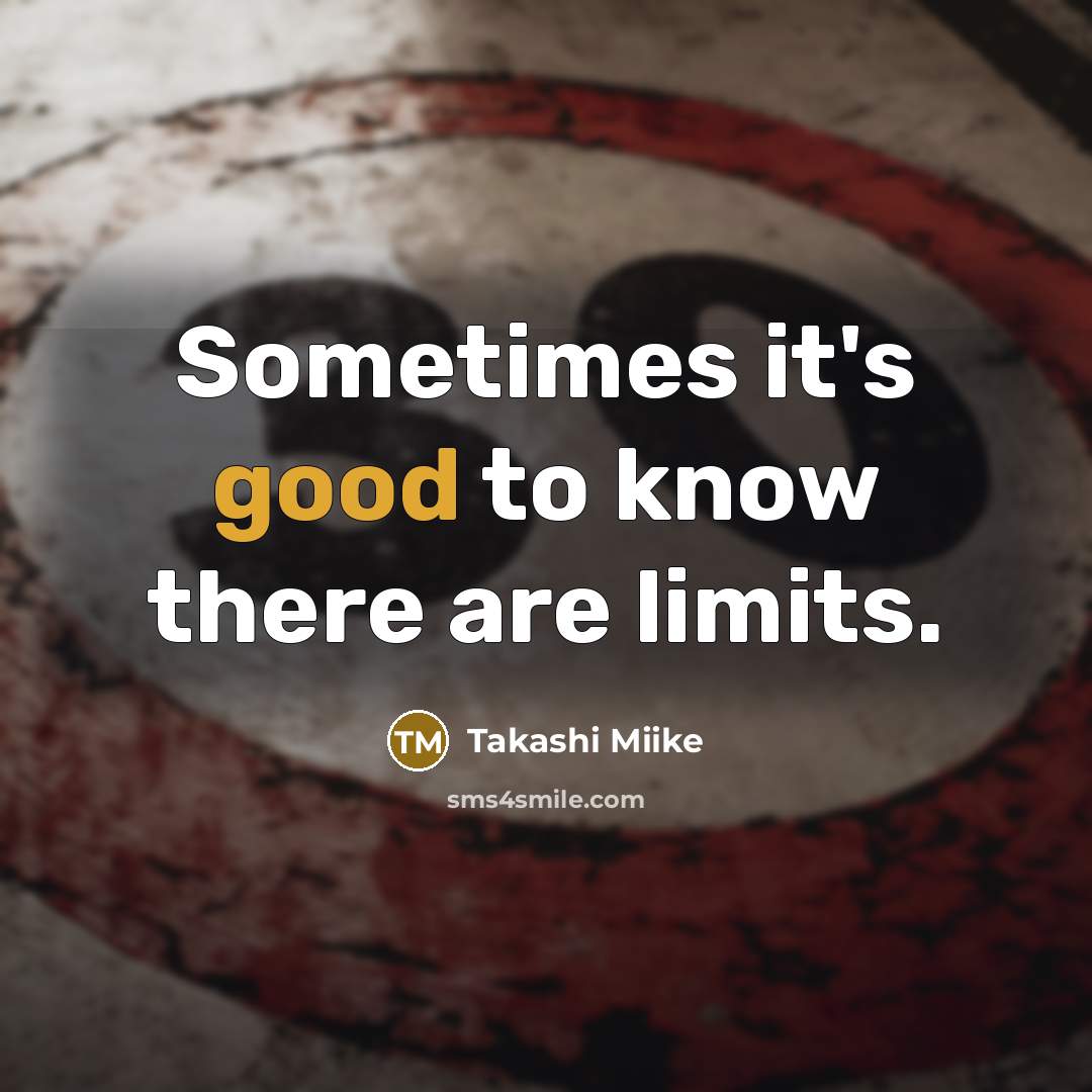 “Sometimes it's good to know there are limits.” quote by Takashi Miike