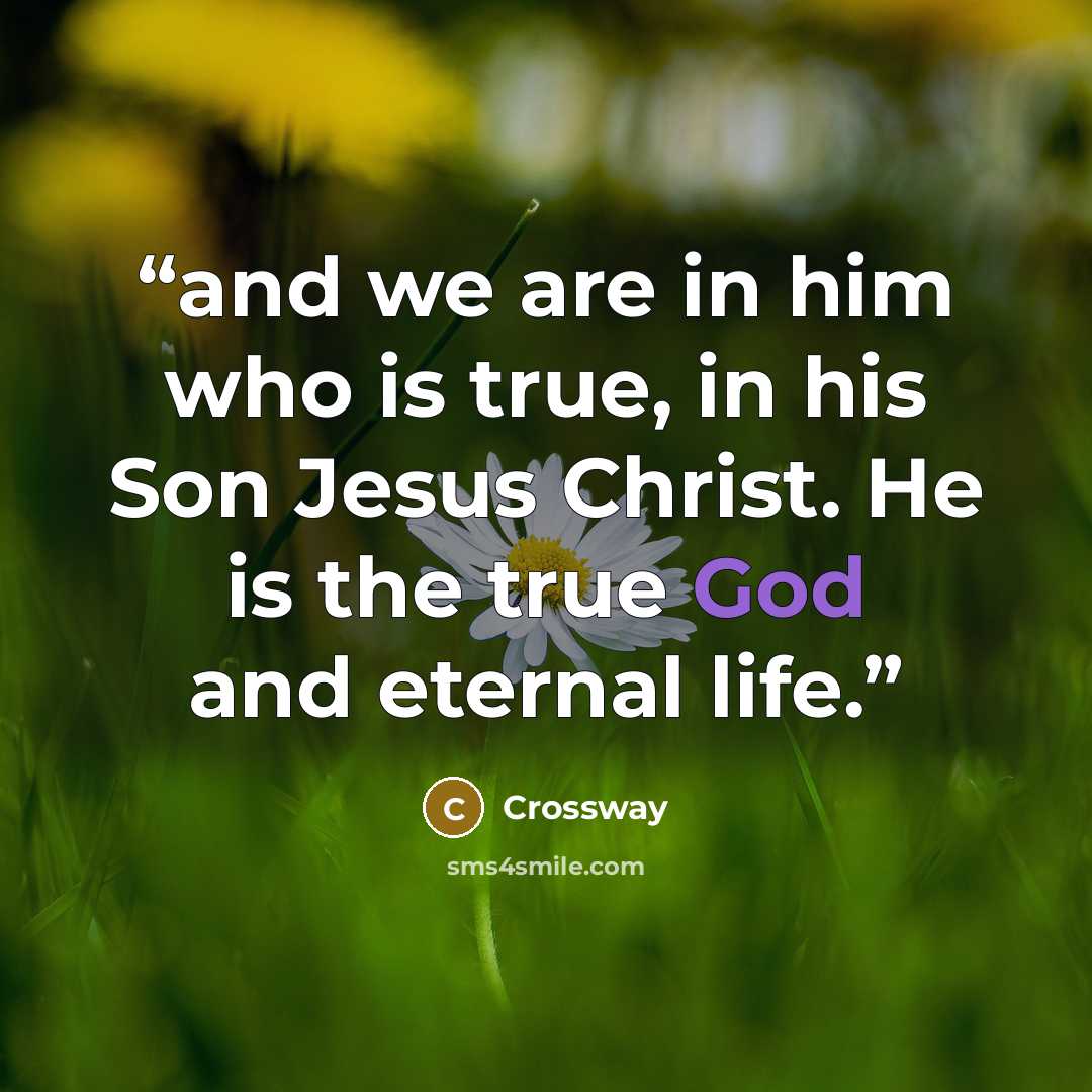 “and we are in him who is true, in his Son Jesus Christ. He is the true God and eternal life.” quote by Crossway