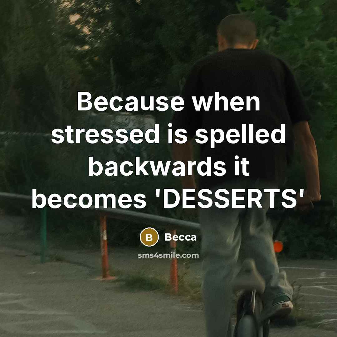 “Because when stressed is spelled backwards it becomes 'DESSERTS'” quote by Becca