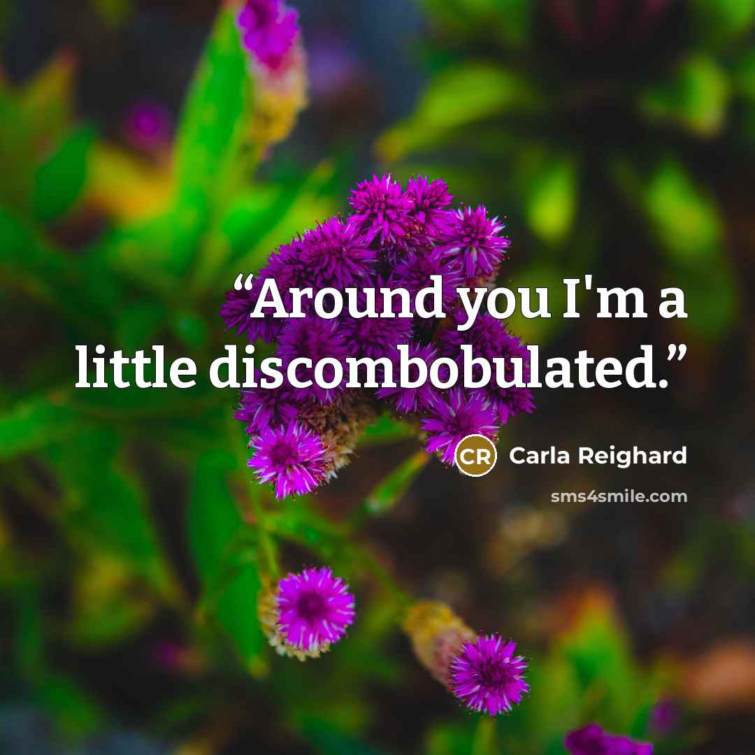 “Around you I'm a little discombobulated.” quote by Carla Reighard