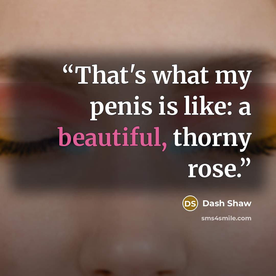 “That's what my penis is like: a beautiful, thorny rose.” quote by Dash Shaw