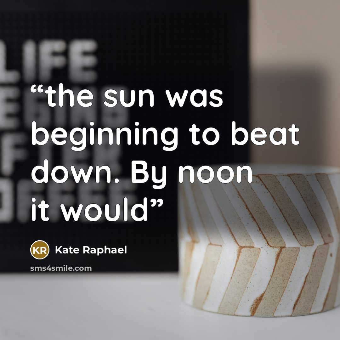 “the sun was beginning to beat down. By noon it would” quote by Kate Raphael