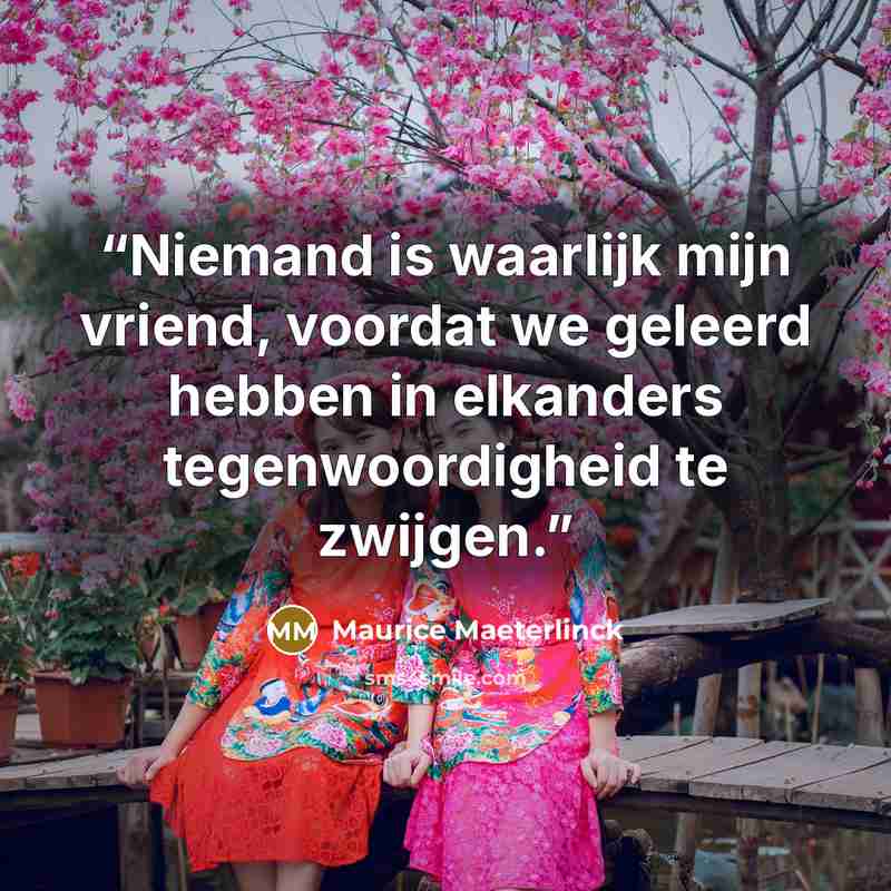 “Niemand is waarlijk mijn vriend, voordat we geleerd hebben in elkanders tegenwoordigheid te zwijgen.” quote by Maurice Maeterlinck