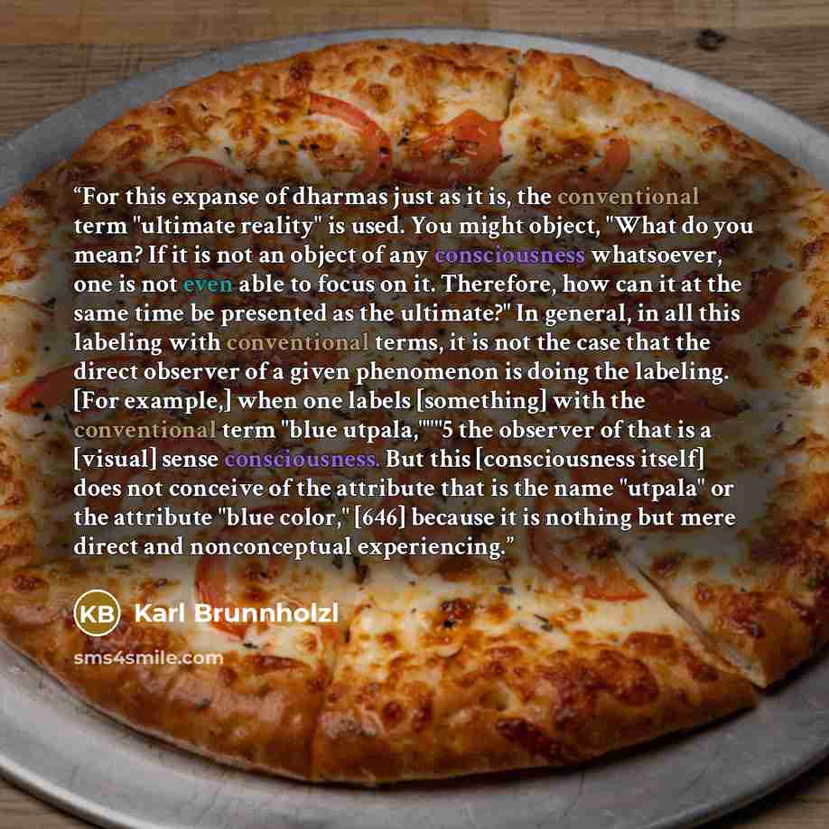 “For this expanse of dharmas just as it is, the conventional term "ultimate reality" is used. You might object, "What do you mean? If it is not an object of any consciousness whatsoever, one is not even able to focus on it. Therefore, how can it at the same time be presented as the ultimate?" In…” quote by Karl Brunnholzl