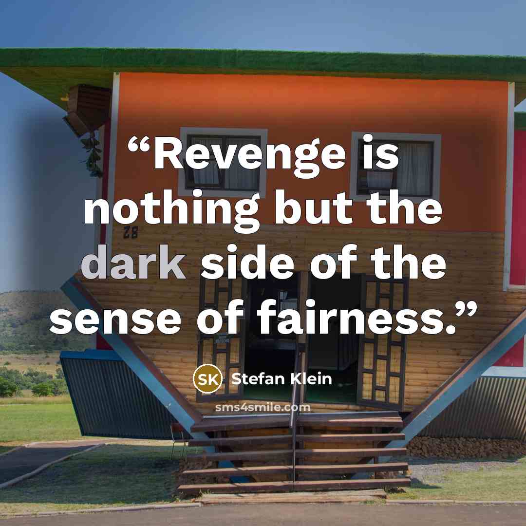 “Revenge is nothing but the dark side of the sense of fairness.” quote by Stefan Klein