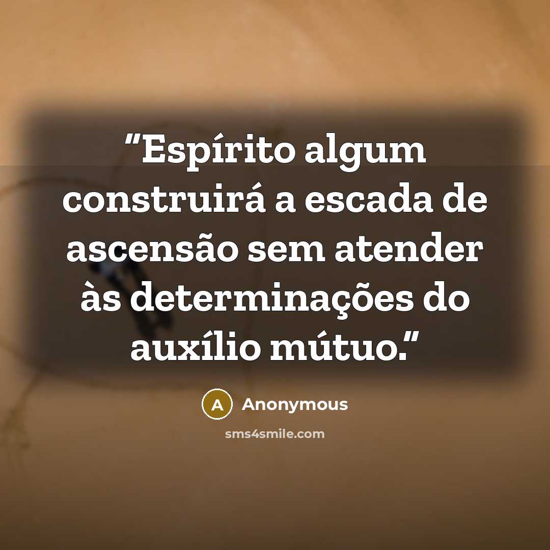 “Espírito algum construirá a escada de ascensão sem atender às determinações do auxílio mútuo.” quote by Anonymous