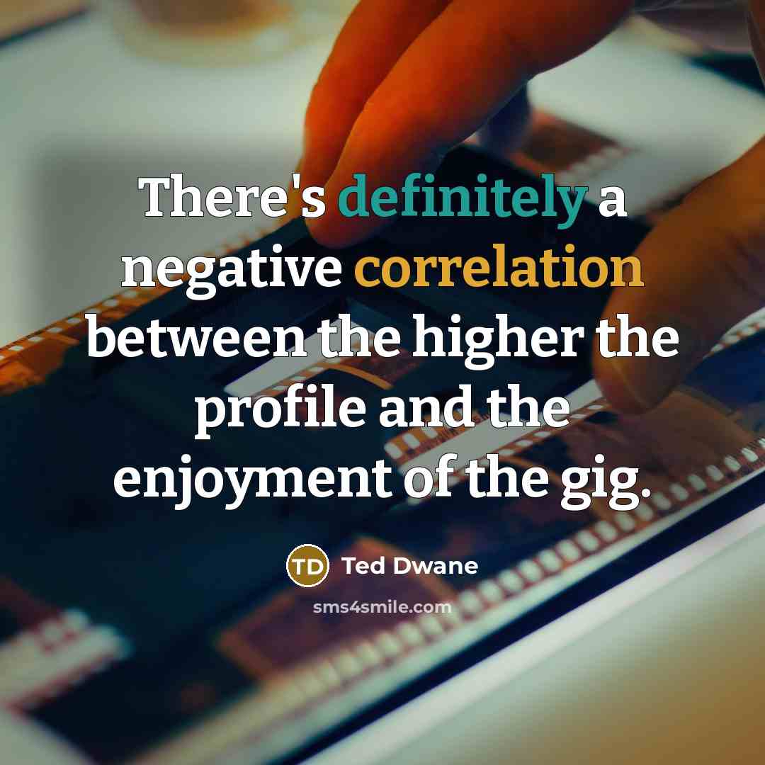 “There's definitely a negative correlation between the higher the profile and the enjoyment of the gig.” quote by Ted Dwane