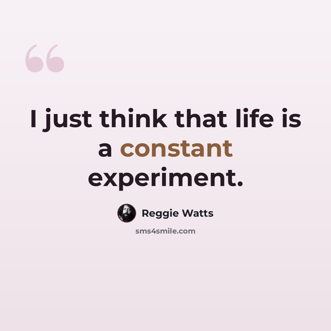 “I just think that life is a constant experiment.” quote by Reggie Watts
