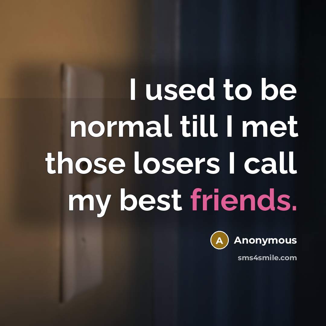 “I used to be normal till I met those losers I call my best friends.” quote by Anonymous