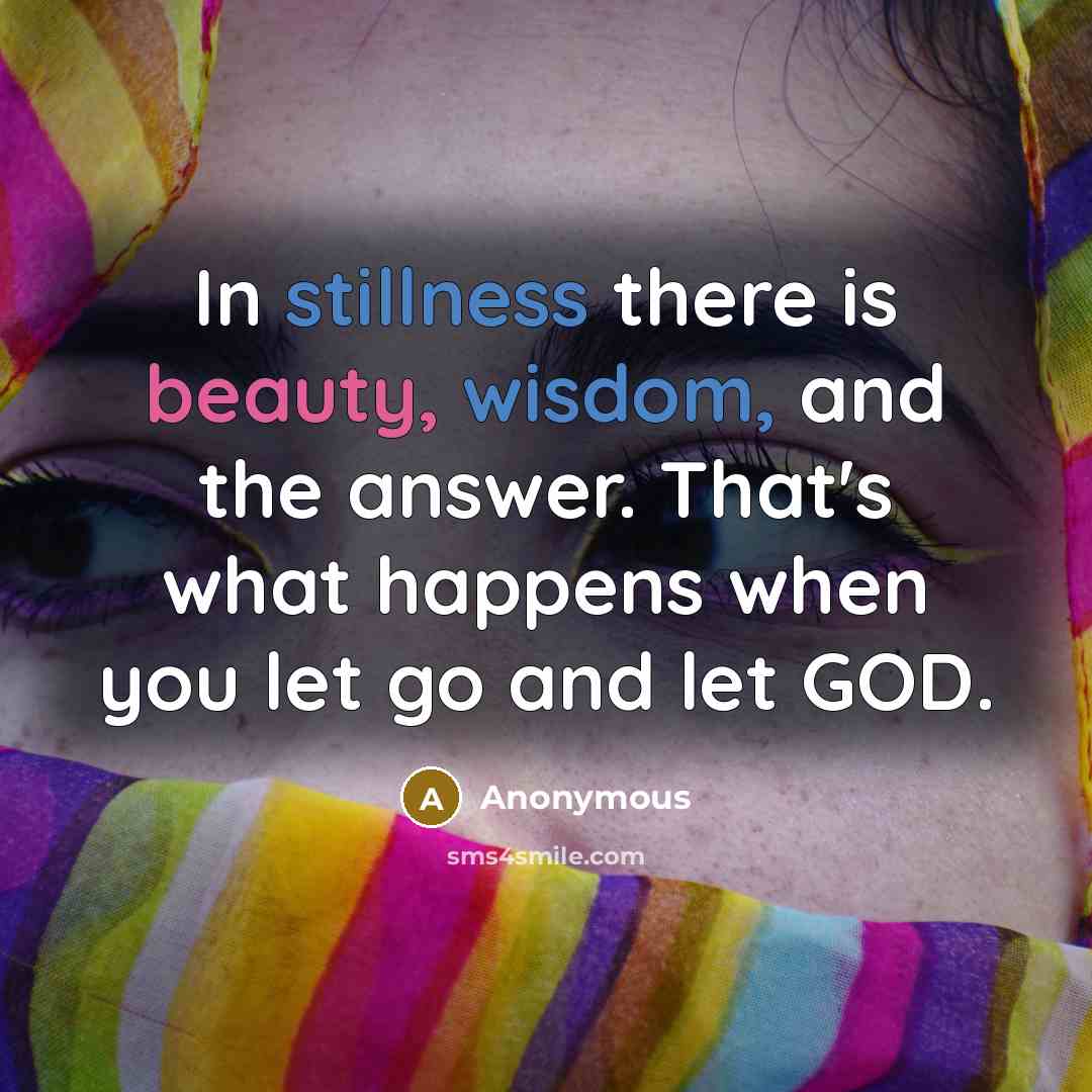 “In stillness there is beauty, wisdom, and the answer. That's what happens when you let go and let GOD.” quote by Anonymous